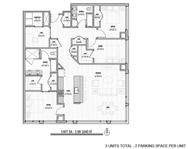 1 bedroom 810 sf