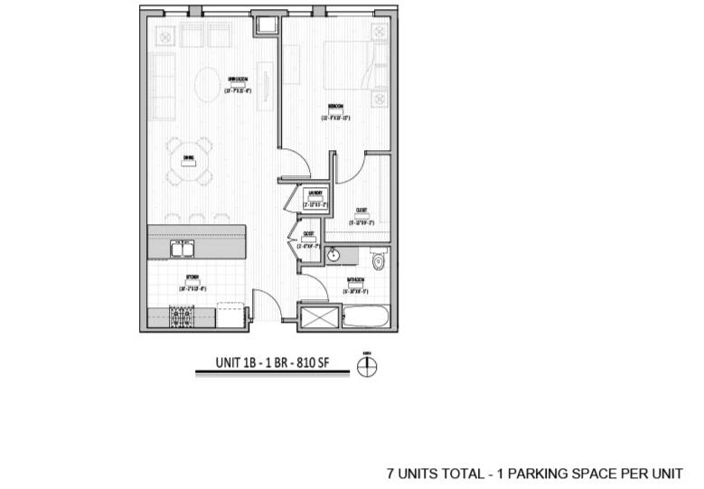 1 bedroom 810 sf