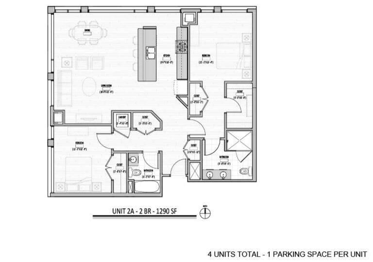 1 bedroom 810 sf